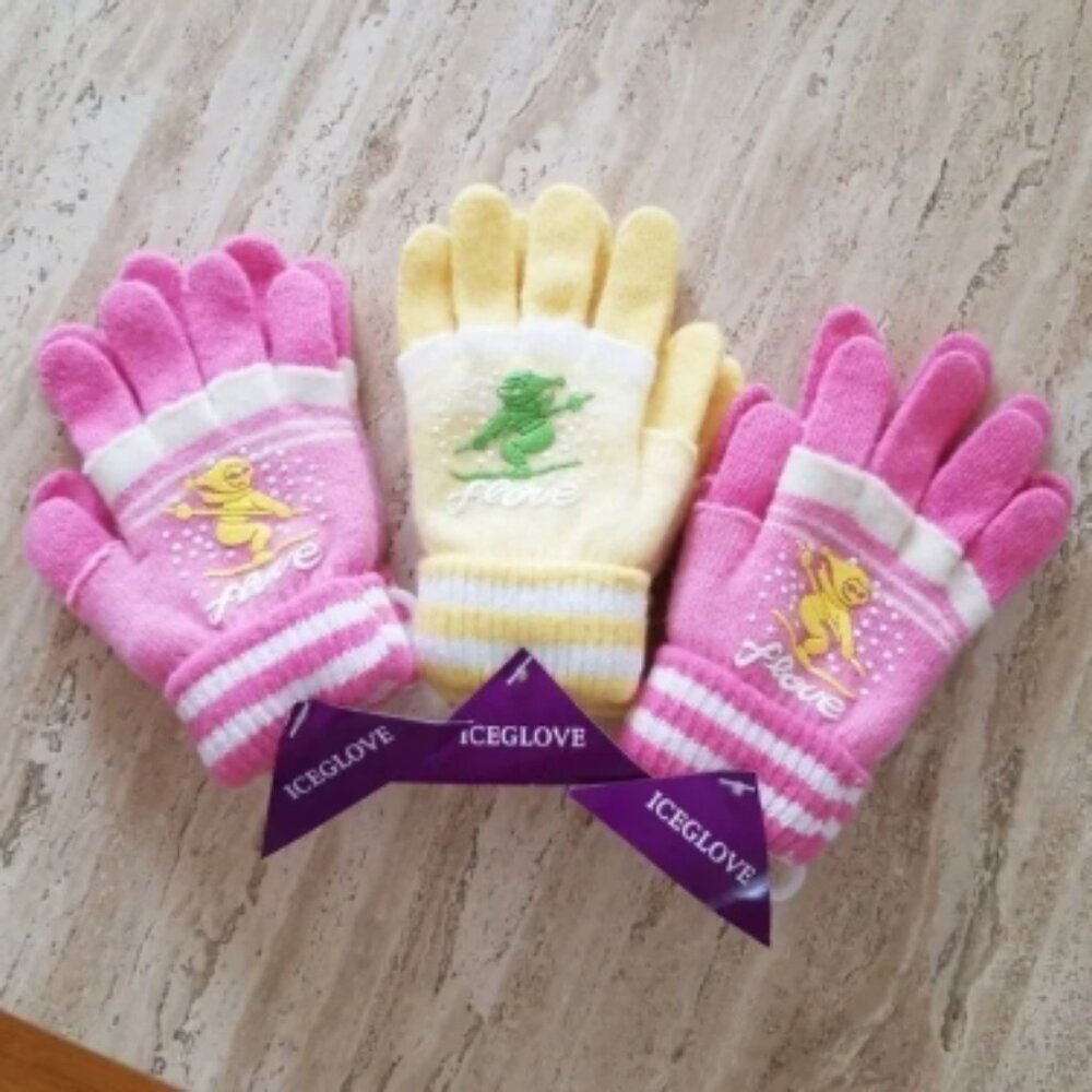 Set of 3 NEW Multicolor Double Layered 2 in 1 Wool Blend Cozy Warm Gloves Small